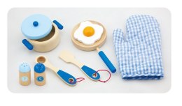 Drewniany zestaw śniadaniowy dla dzieci - blue Viga
