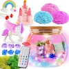 Zestaw kreatywny terrarium jednorożce lampka LED pilot piasek kinetyczny