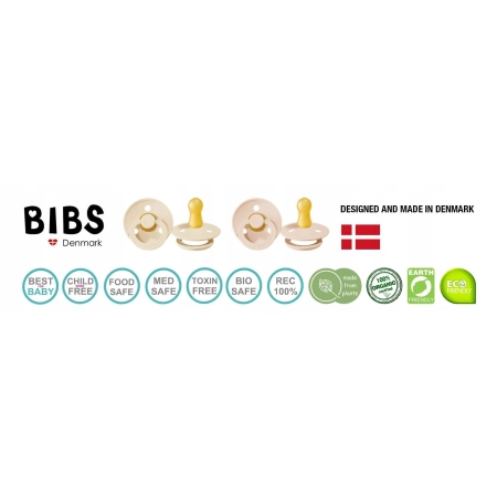 Smoczek Bibs anatomiczny uspokajający kauczukowy organiczny vanilla 0m+