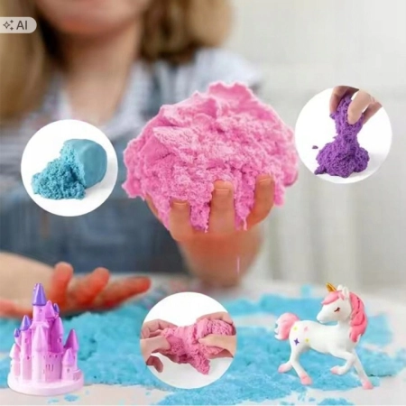 Zestaw kreatywny terrarium jednorożce lampka LED pilot piasek kinetyczny