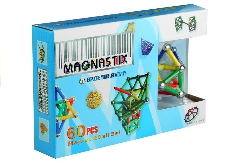 Klocki Magnetyczne Magnastix Patyczki Kulki Kolorowe 60el