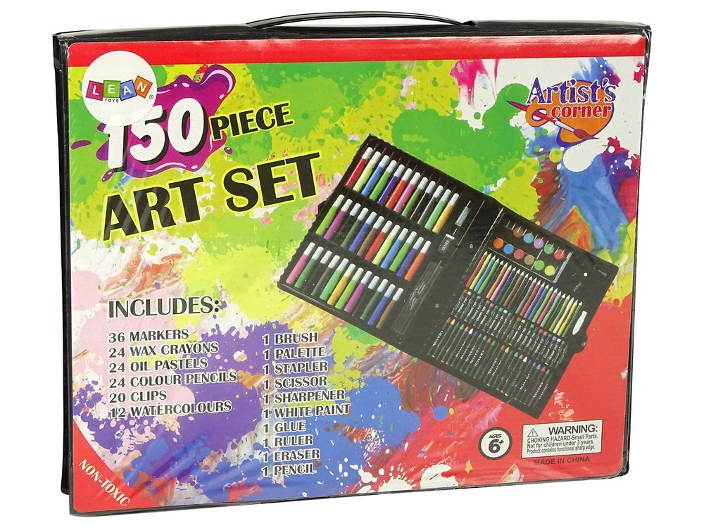 Zestaw Artystyczny Do Malowania Walizka Kredki Farby 150 Elementów