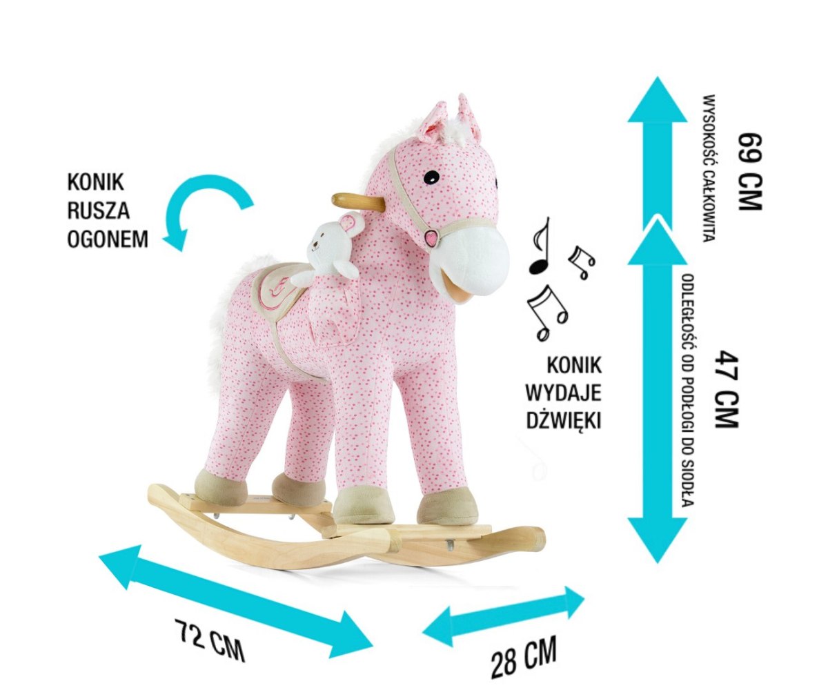 Koń na biegunach dla dzieci Pony Milly Mally różowy