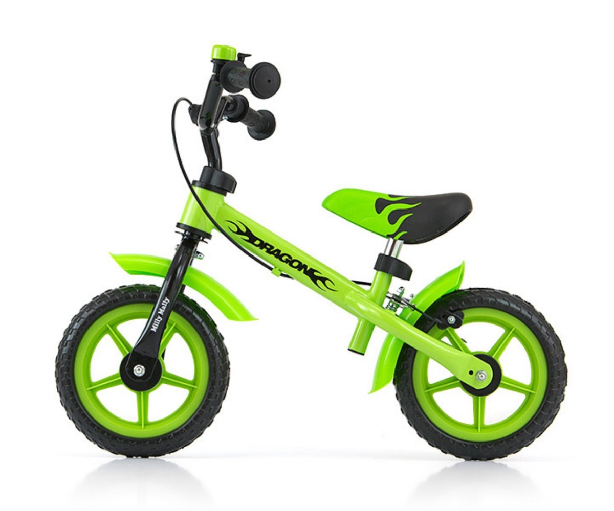 Rowerek biegowy dla dzieci Dragon z hamulcem Milly Mally zielony