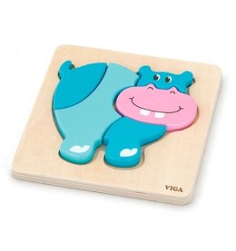 Pierwsze drewniane puzzle maluszka - hipopotam (box) Viga