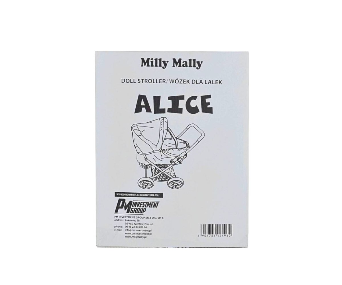 Wózek dla lalek głęboki Alice Prestige Pink Milly Mally