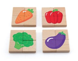 Drewniany zestaw puzzli magnetycznych - owoce i warzywa Viga