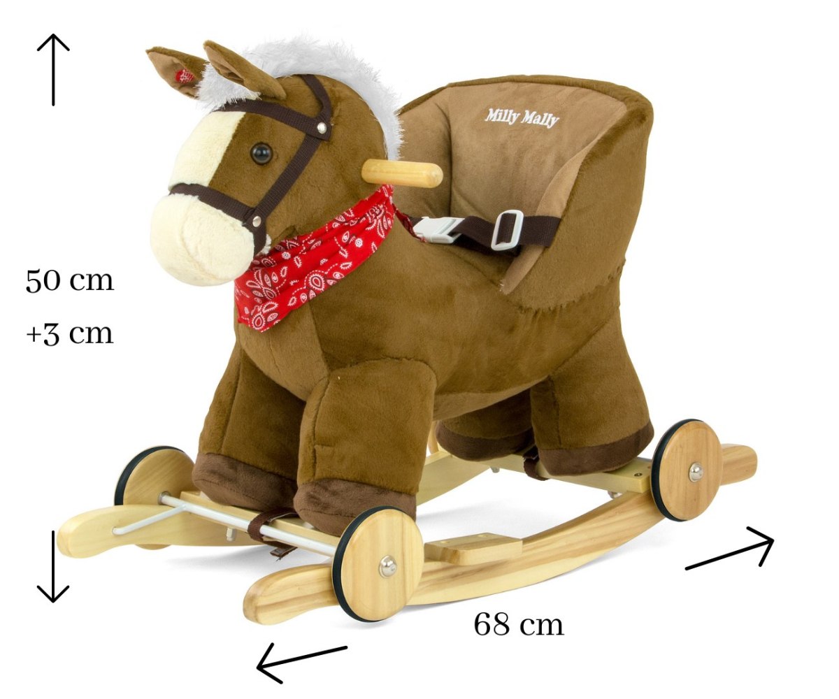 Koń na biegunach dla dzieci Polly Milly Mally brązowy