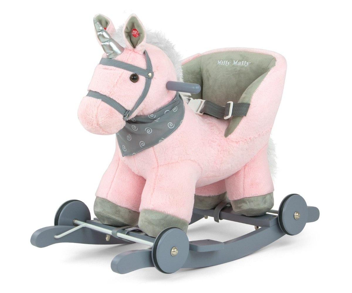 Koń na biegunach dla dzieci Polly Milly Mally różowy