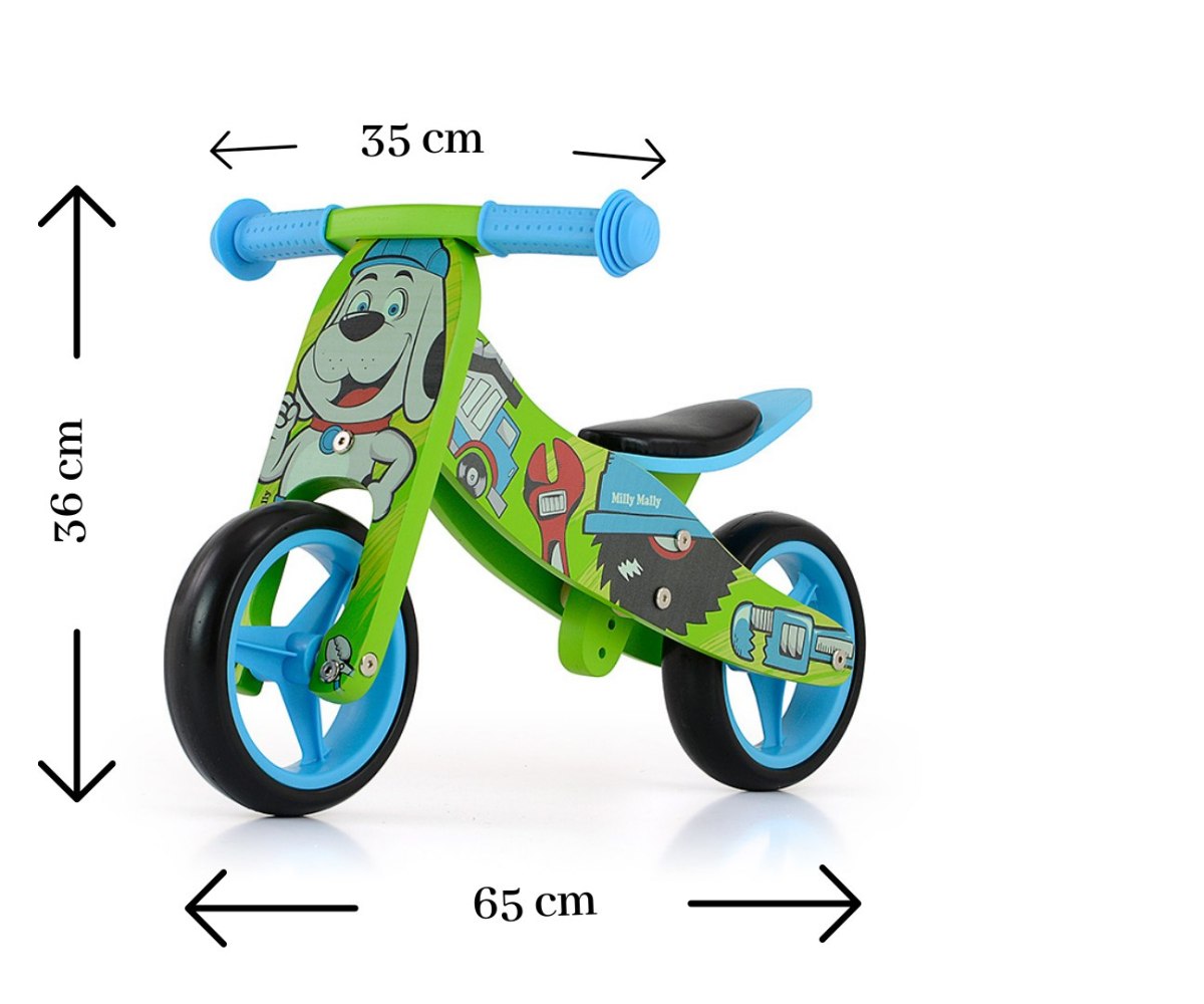 Drewniany rowerek biegowy trójkołowy dla dzieci Bob Jake Milly Mally