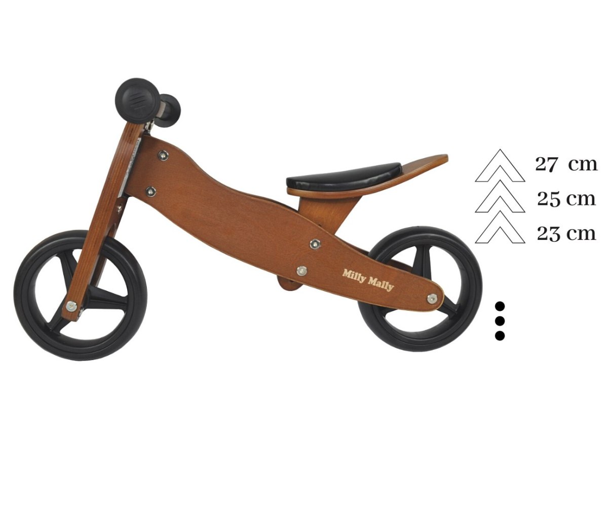 Drewniany rowerek biegowy trójkołowy dla dzieci Dark Natural Jake Milly Mally