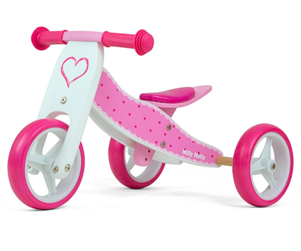 Drewniany rowerek biegowy trójkołowy dla dzieci Hearts Jake Milly Mally