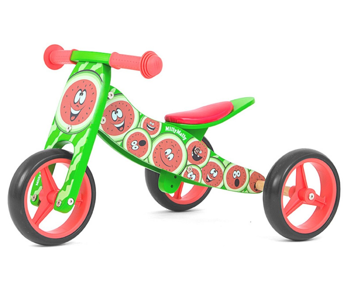 Drewniany rowerek biegowy trójkołowy dla dzieci Watermelon Jake Milly Mally