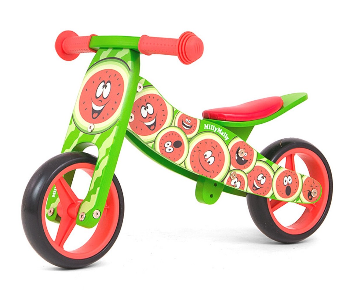 Drewniany rowerek biegowy trójkołowy dla dzieci Watermelon Jake Milly Mally