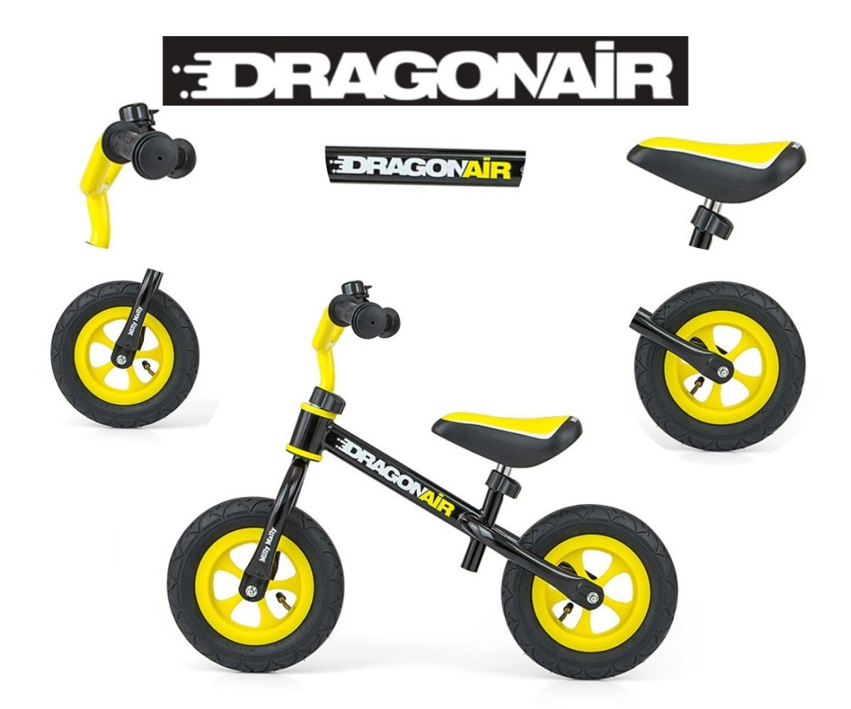 Rowerek biegowy dla dzieci Dragon Air pompowane koła czarny Milly Mally