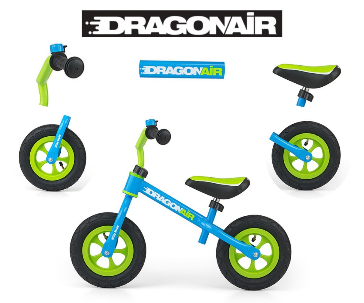 Rowerek biegowy dla dzieci Dragon Air pompowane koła niebieski Milly Mally