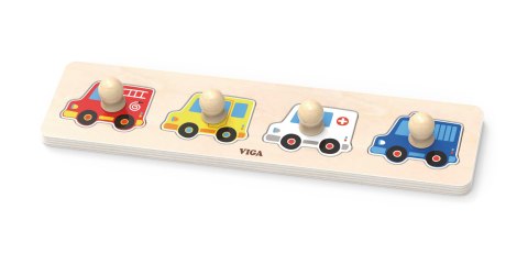 Pierwsze drewniane puzzle z uchwytami - auta Viga