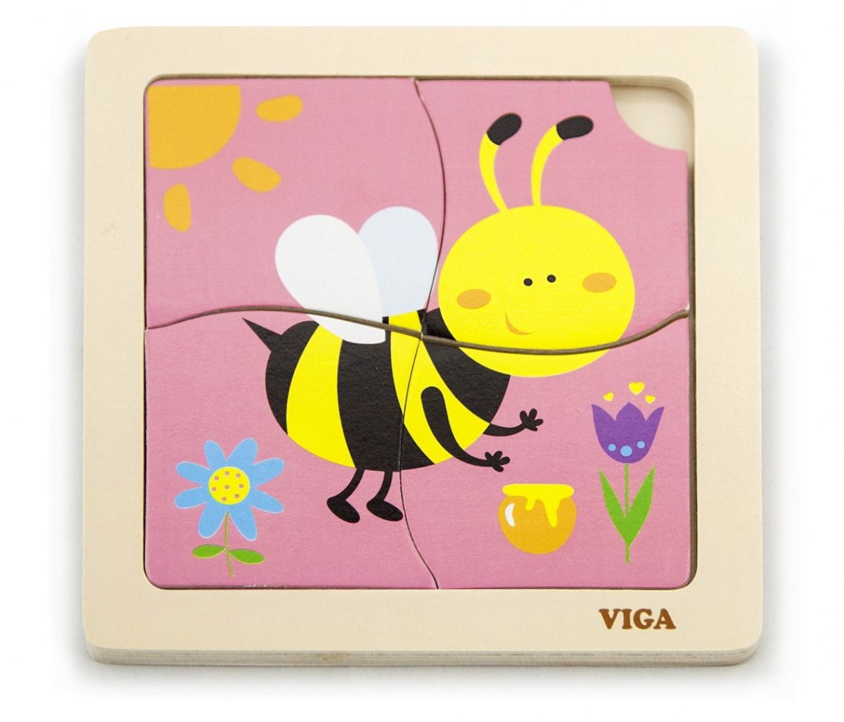 Drewniane puzzle na podkładce - pszczółka Viga