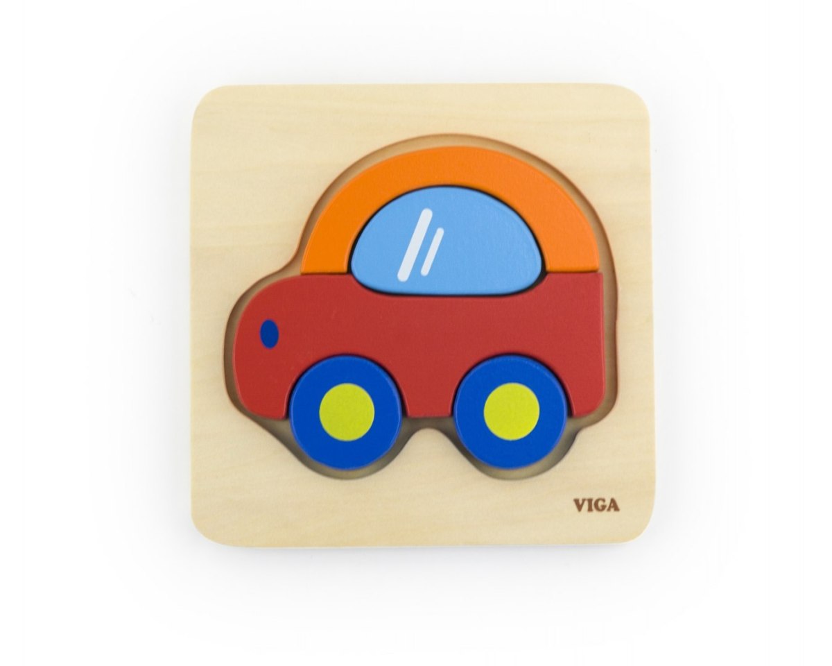 Pierwsze drewniane puzzle maluszka - samochód Viga