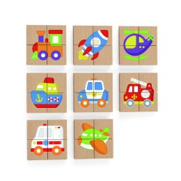 Drewniany zestaw puzzli magnetycznych - transport Viga