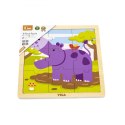 Drewniane puzzle na podkładce 9 elementów - hipopotam Viga