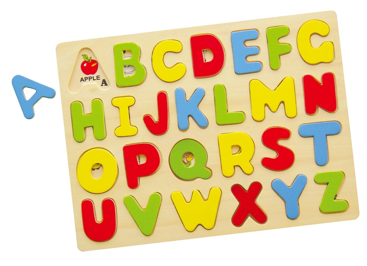 Drewniane puzzle układanka na podkładce - alfabet Viga
