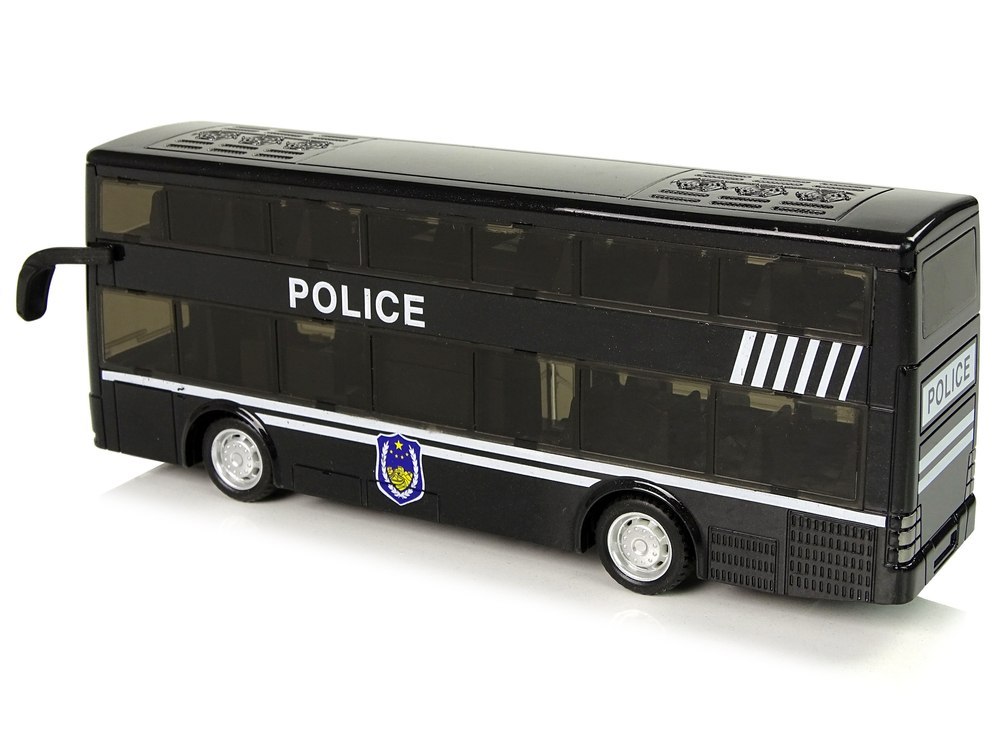 Autobus Policyjny Dwupiętrowy Czarny z Naciągiem Dźwięk