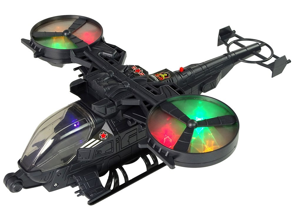 Helikopter Wojskowy Ogromne Skrzydła Światła Dźwięk Obraca Się