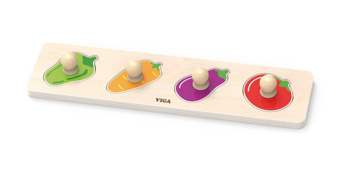 Pierwsze drewniane puzzle z uchwytami - warzywa Viga