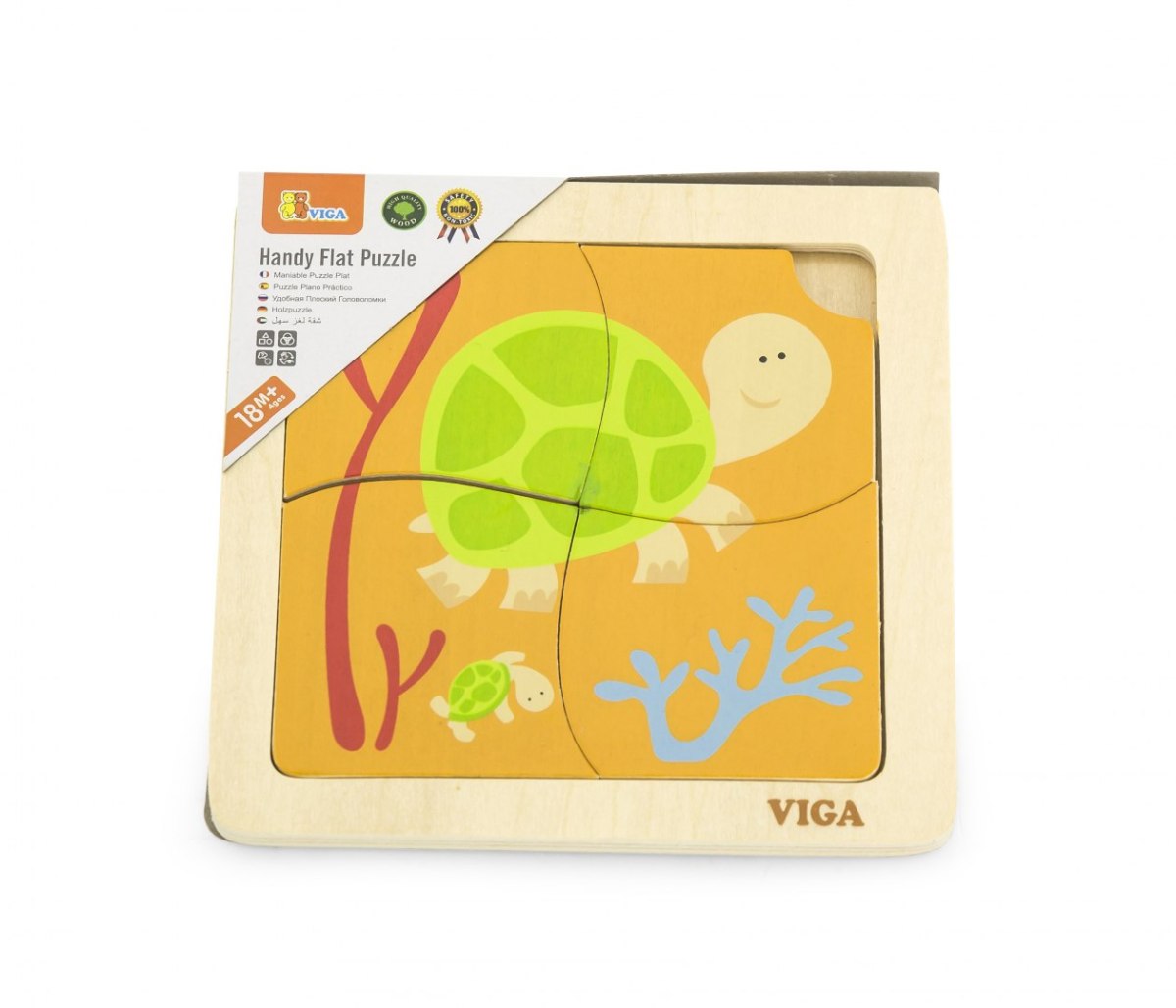 Drewniane puzzle na podkładce - żółwiki Viga